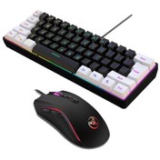 Resim Hxsj V700bw+a869 Usb Bilgisayar Klavye Ve Fare Seti 61 Tuşlu Kablolu Rgb Arka Aydınlatma + Kablolu O 