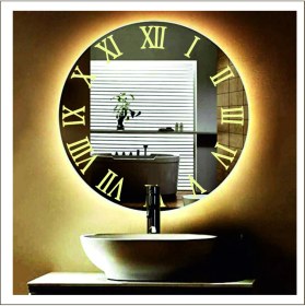 Resim Dnr-Mirror60 Cm Günışığı Ledli Tasarım Kumlamalı Banyo Aynası Makyaj Aynası Işıklı Ayna 