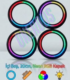 Resim Onerous Özel Üretim Dokunmatik Kumandalı 20 CM İçi boş Neon Işıklı Midrange Hoparlör Kapağı 1 Takım (2 Adet) 