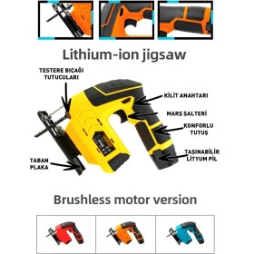 Resim Çift Batarya Extra Power Li-Ion Pil Şarjlı Dekupaj Testere Sarı 