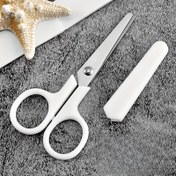 Resim 1 Adet Mini Beyaz Makas Paslanmaz Çelik Bıçaklar - Ofis, Okul, El İşi & Seyahat için Taşınabilir Ergonomik Tasarım - Dayanıklı Hassas Kesim Aracı, Kompakt Kırtasiye Hediyesi, Mini Makas, Okul Malzemeleri, Modern Tasarım 