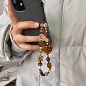 Resim Amber Hard Candy Sonbahar ve Kış Melodi Atmosferi Uzun Cep Telefonu Zinciri stilde Kahverengi Seri CCD Kayıp Zinciri 