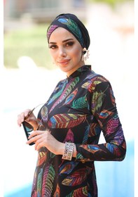 Resim Remsa Mayo Liralı Tam Kapalı Tesettür Mayo Tüy Yapraklı 2013 Tuğba Siyah 