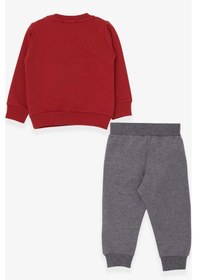 Resim Erkek Bebek Eşofman Takımı Ayıcık Figürlü Kiremit (1-1.5 Yaş) Kiremit 