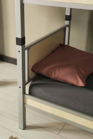 Resim ARGİMO Yurt Genç Çocuk Odası Metal Ahşap Ranza Ve Karyola 90x200 Gri 