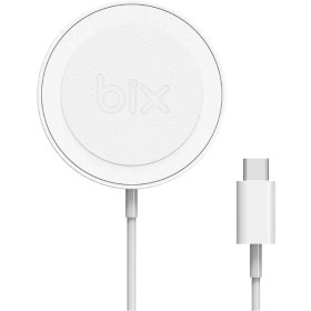 Resim Bix BXMG15 15W Manyetik Kablosuz Şarj Cihazı Beyaz iPhone 12/13/14/15 Serisi ile uyumlu 