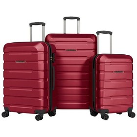 Resim Unisex 4 Tekerli Kilitli 3'lü Set Valiz Bordo 