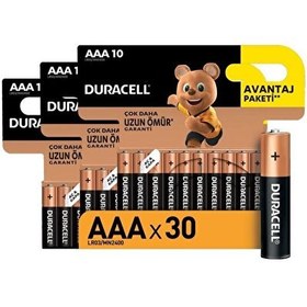 Resim Duracell Alkalin 30'lu Paket AAA İnce Kalem Pil Duracell