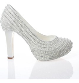 Resim Çnr&Dvs Sedef İnci Taş Işlemeli Gelin Ayakkabı 2001CNR 