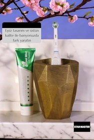 Resim Diş Fırçası Kabı Diş Fırçalığı Fırçalık Altın Eskitme Renk Model 19 8682874860960 