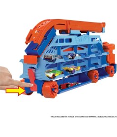 Resim Hot Wheels Hız Rampalı Tır 60 cm Pistli 20 Araç Taşıma Kapasiteli Plastik Oyuncak Araba Seti 
