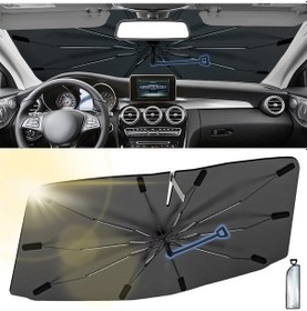 Resim 360 Antiscratch Saplı Ön Ön Cam İçin Araba Gölgesi, Katlanabilir Araba Şemsiye Güneş Gölge Kapağı, Ön Cam Güneşlik İçin Uygun Sedan Suv Pikap 