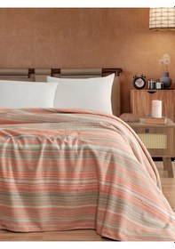 Resim Vicuna Home 4 Mevsim Pamuklu Battaniye - Çift Kişilik Pudra 