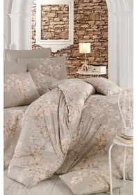 Resim Çift Kişilik Nevresim Takımı Pamuklu Bej Bahar Bej 