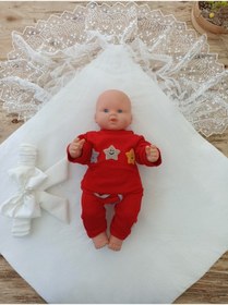 Resim Tomuycuk Mevlütlük Dantelli Bebek Kundağı Unisex Bebek Dış Kundak Battaniyesi Hastane Çıkışı Yenidoğan Kundak 