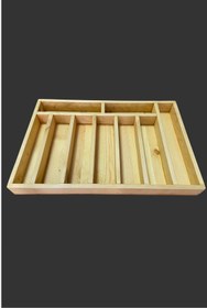 Resim Kaşıklık Çekmece Içi Doğal Ahşap 9 Bölmeli Kaşık, Çatal, Bıçak Organizer 45x30 