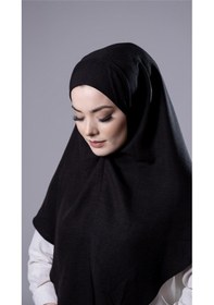 Resim Hürrem Bone Siyah Pratik Hazır Geçmeli Tesettür Eşarp Pamuk Caz Kumaş Düz Hijab 2306 01 