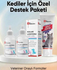 Resim Kedi Malt Macunu 100 G + Göz Ve Kulak Temizleme Solüsyonu Seti 3 Lü Kedi Bakım Paketi 