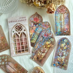 Resim 10 adet Dekoratif Çıkartma Muhteşem Çiçek Pencere Scrapbooking El Hesabı Dekorasyon DIY Malzeme Scrapbook Etiket Günlük Kırtasiye Albümü Telefon Günlüğü Planlayıcı 