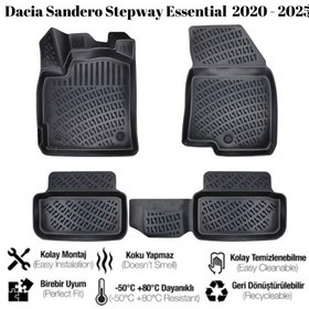 Resim Dacia Sandero Stepway Essential 2020 2021 2022 2023 2024 2025 Uyumlu Araca Özel 3d Havuzlu Paspas Takımı 