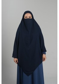 Resim Hürrem Bone Lacivert Pratik Hazır Geçmeli Tesettür Eşarp Medine İpeği Bağcıklı Sufle Hijab 2301 02 Lacivert 