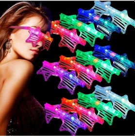 Resim Işıklı Yıldız Gözlük Ledli Parti Gözlüğü 6 Renk 12 Adet 