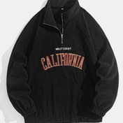 Resim Erkekler için Batı Kıyısı Kaliforniya Nakışlı Polar Polar Fermuarlı Sweatshirt - Sıcak, Spor Yaka, Kaburga Yaka, Kaburga Manşetli ve Etekli, Makinede Yıkanabilir 