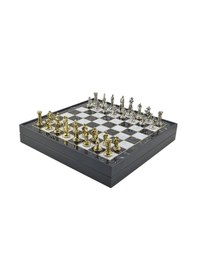 Resim Gifthome Orta Boy Metal İngiliz Satranç Takımı Parlak Ve Mermer Desenli Sandıklı Mdf Tahtası 36x36x6 Cm. 
