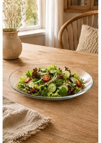 Resim Cam Servis Tabağı Şeffaf Salata Ve Meyve Sunum Tabağı Kahvaltılık Pasta Meze Tabağı 33x25 Cm 