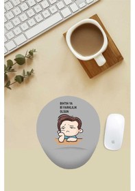 Resim Bıhtıh Ya Bi Farklılık Olsun Desenli Bilek Destekli Mouse Pad Mousepad 