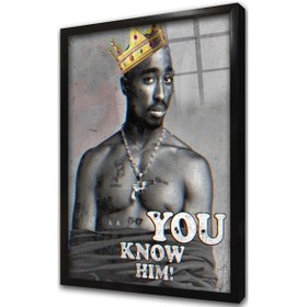 Resim Tupac Glitch Çerçeveli Cam Tablo-173388 