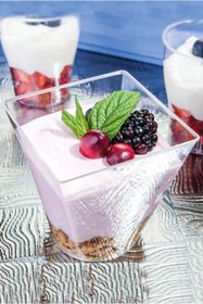 Resim Braventa Collection Beysüs Kübik Prizma Kase Mika Plastik Şeffaf Kapaklı Sunum Kabı 24 lü 240 CC 