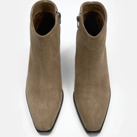 Resim Vargas Vizon Süet Hakiki Deri Kısa Topuklu Bot Vizon 