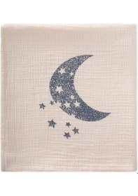 Resim Cigit Ay Baskılı Naturel Battaniye 90x100 Cm İndigo Baskılı Indigo 