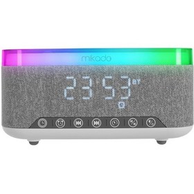 Resim Mikado MD-W8 Bluetooth 1200mAh Kablosuz Şarj, Alarmlı Saat ve RGB Gece Lambası Özellikli Hoparlör 