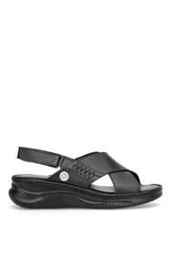 Resim Mammamia D26YS-5320 Kadın Hakiki Deri Dolgu Topuk Sandalet Siyah 