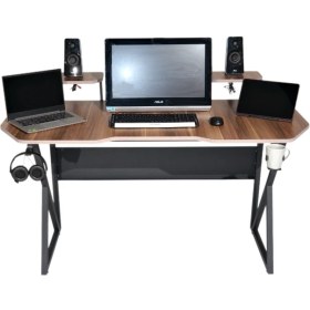 Resim Özel Tasarım Oyuncu Masası 150 cm Bardaklık ve Kulaklık Tutucu Hediye 