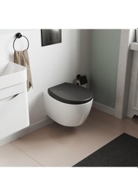 Resim Aqua Bagno Smile Yavaş Kapanan Klozet Kapağı ,mat Siyah,tak Çıkar ,duroplast 