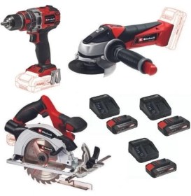 Resim Einhell Einhell Te-Cd 18/50 Li-I Bl Matkap Te-Ag 18/115 Taşlama Te-Cs 18/165/1 Daire Testere 3X2.5AH Akü Set 