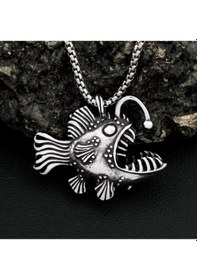 Resim Paslanmaz Çelik Deniz Fener Balık Kolye Gümüş 