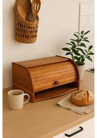 Resim Akasyalüks Ahşap Stor Kapaklı Ekmeklik 38x23x19 Renkli 