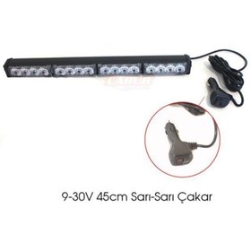 Resim Carub 9-30 Volt Sarı-sarı Çakmaklıklı Led Bar Fonksiyonlu 45 Cm 