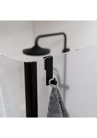 Resim Siyah Mat 304 Paslanmaz Duşakabin Askısı - Sadece 6mm Sabit Cam İçin - Sürgülü Kapıya Uygun Değildir Mat Siyah 