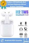 Resim Wintoup Xiaomi Modellerle Uyumlu Bluetooth Kulaklık I12 Arama Özellikli Tws Dokunmatik Hd Ses Mikrofon 
