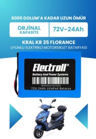 Resim Kral Kr-35 Florance Uyumlu Batarya (Standart Kapasite) LiFePO4 72V 24Ah Elektrikli Motorsiklet Bataryası 