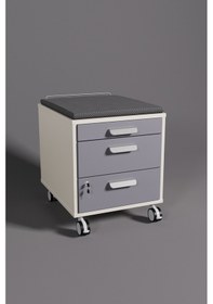 Resim Creo Mobili Çekmeceli Kilitli Tekerlekli Vega Keson, Oturulabilir Ofis Ve Ev Komodini, Beyaz/yeşil 