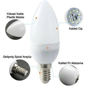 Resim E14 Ince Duylu Günışığı Işık 7 Watt Mum Led Ampul 