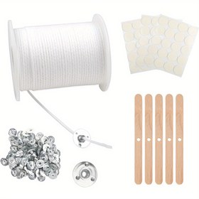 Resim 6100cm Mum Fitilleri, Dumanı Olmayan Mum Fitilleri Seti, Kokuşuz Mum Fitilleri, Doğal Mum Fitilleri, 100 Fitil Tutucu ile, DIY Mum Yapımı için 