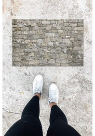 Resim Dijital Baskı Gri Taş Duvar Desen Kapı Önü Paspası K-1063 