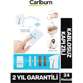 Resim Lüks Pilli 12W Kolay Monte Edilen 100 Metre Uzaktan Kumandalı 24 Melodi Kablosuz Kapı Zili 